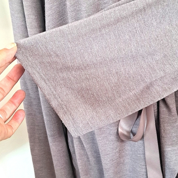 Gray Cardigan with Open Tie Front and Long Sleeves Hoodie Wrap Size… - Picture 9 of 12